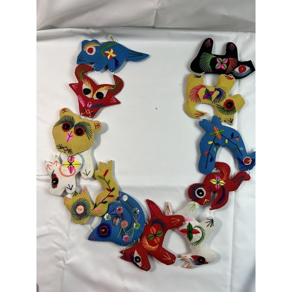 Vintage Chinese Zodiac Folk Art Ornaments Embroidered Hand‎ Made Set Of 12 - Picture 1 of 7